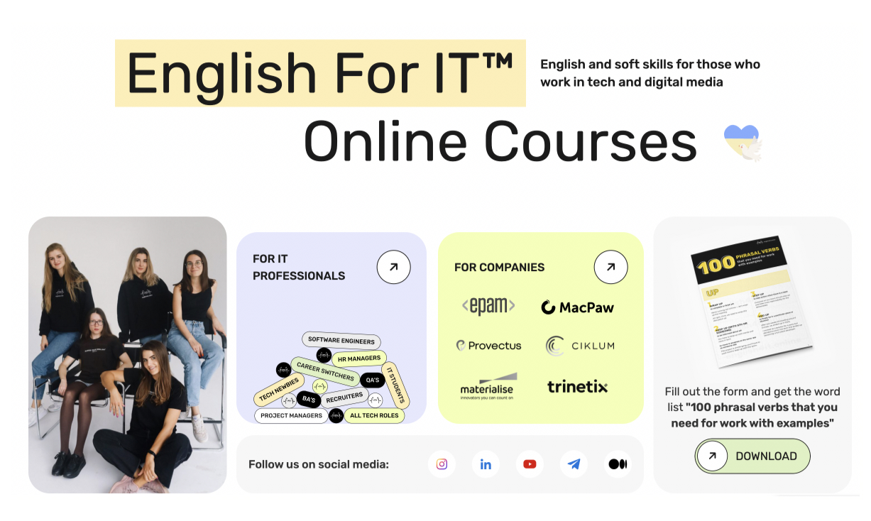 Online English and communication courses for tech and digital