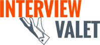 Interview Valet logo with stylized hand.