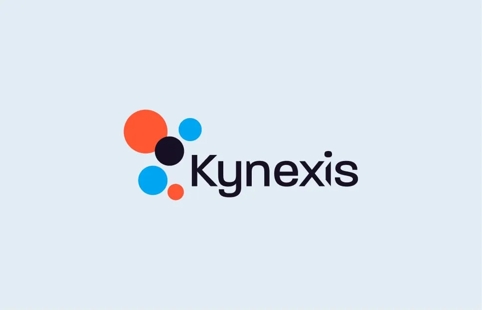 Kynexis logo with five colored circles in orange, black, and blue to the left of the word Kynexis on a light blue background.