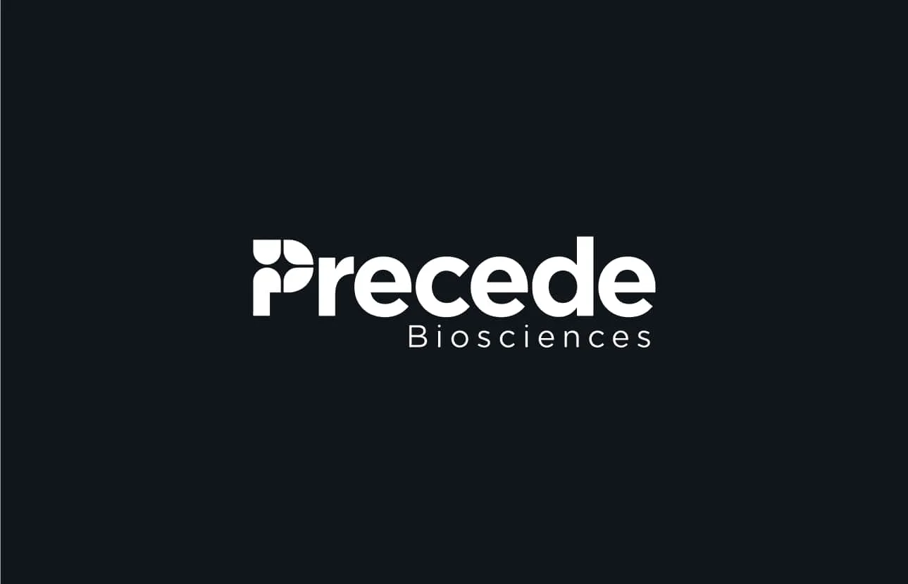 Logo with stylized 'P' followed by the word 'recede' and 'Biosciences' underneath on a black background.