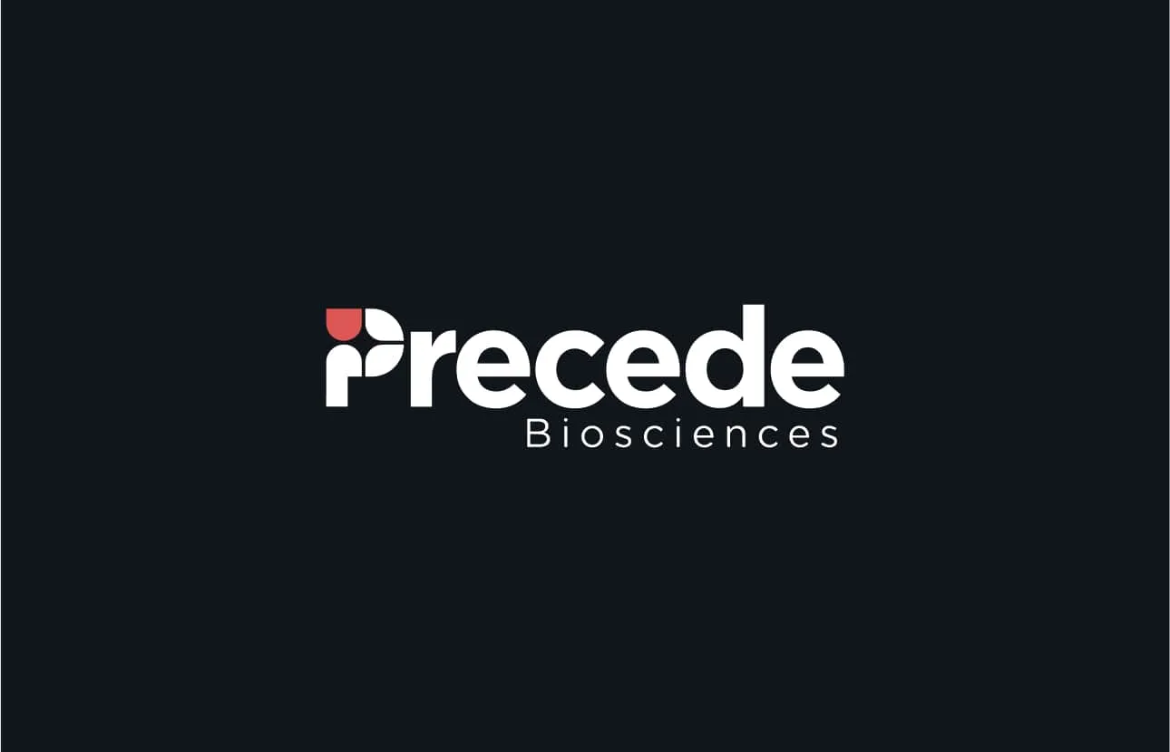 Logo for Recede Biosciences featuring stylized letter R in white and red with white text on dark background.