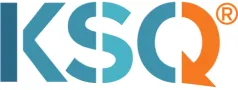 KSQ logo with letters K, S in blue and Q in orange with a registered trademark symbol.