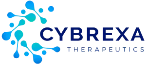 Cybrexa Therapeutics company logo with interconnected blue and teal dots forming a circular design.