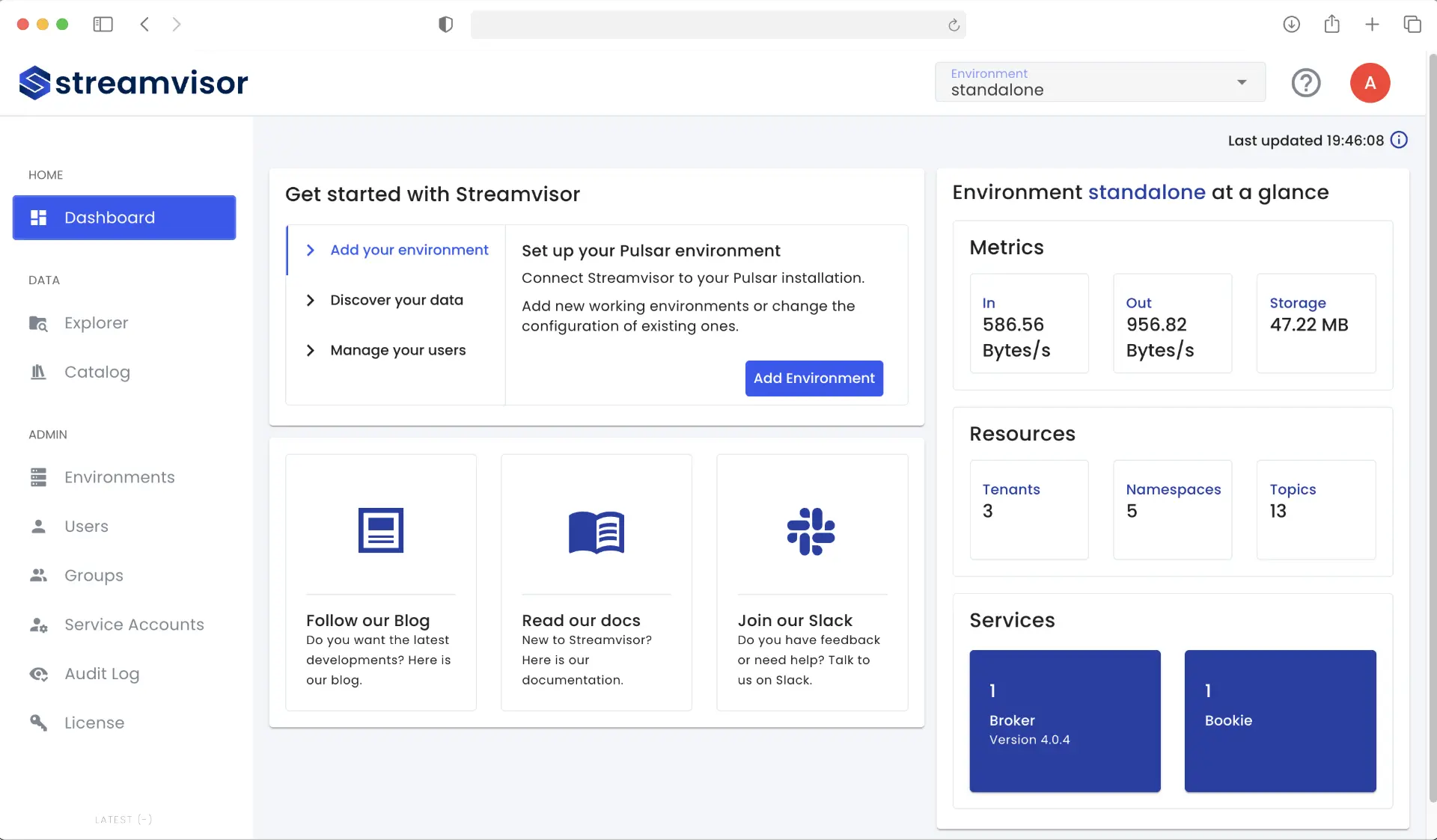 Streamvisor dashboard