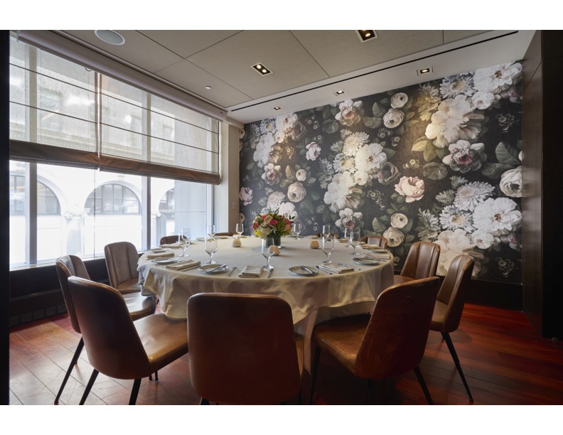 The Vernazza Room at Ai Fiori, one round table set for breakfast