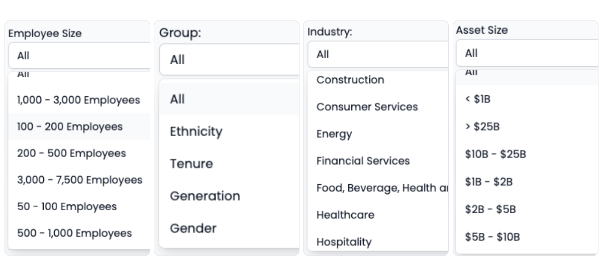 HR benchmarks segment filters