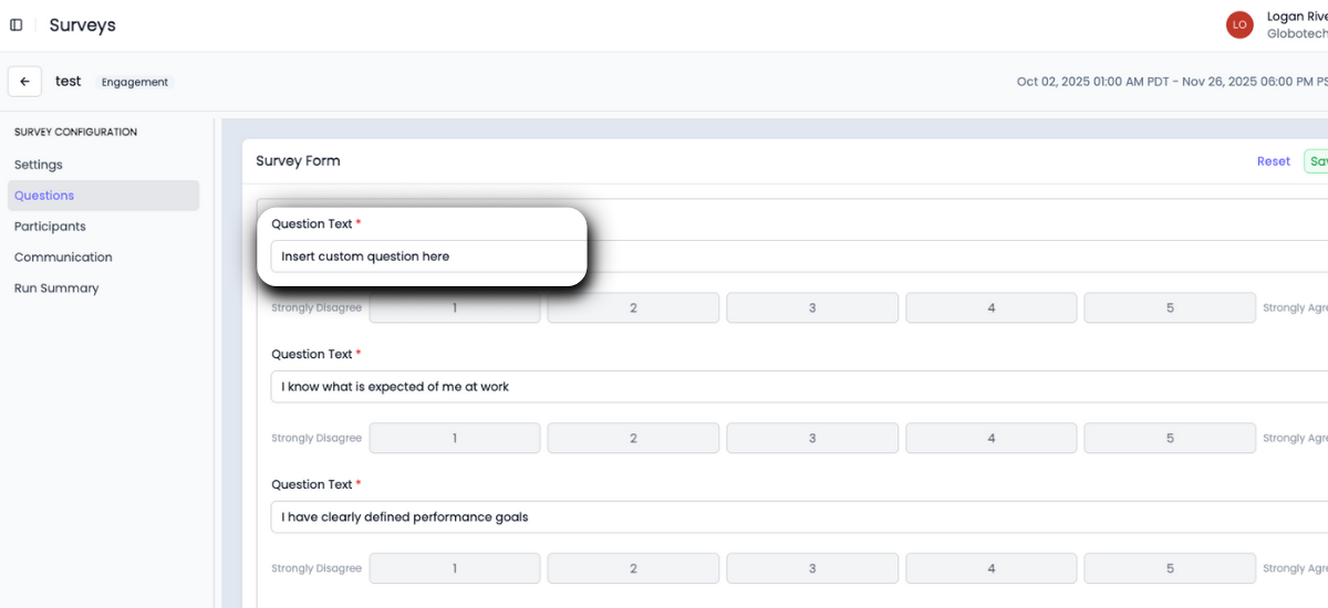 Custom employee surveys