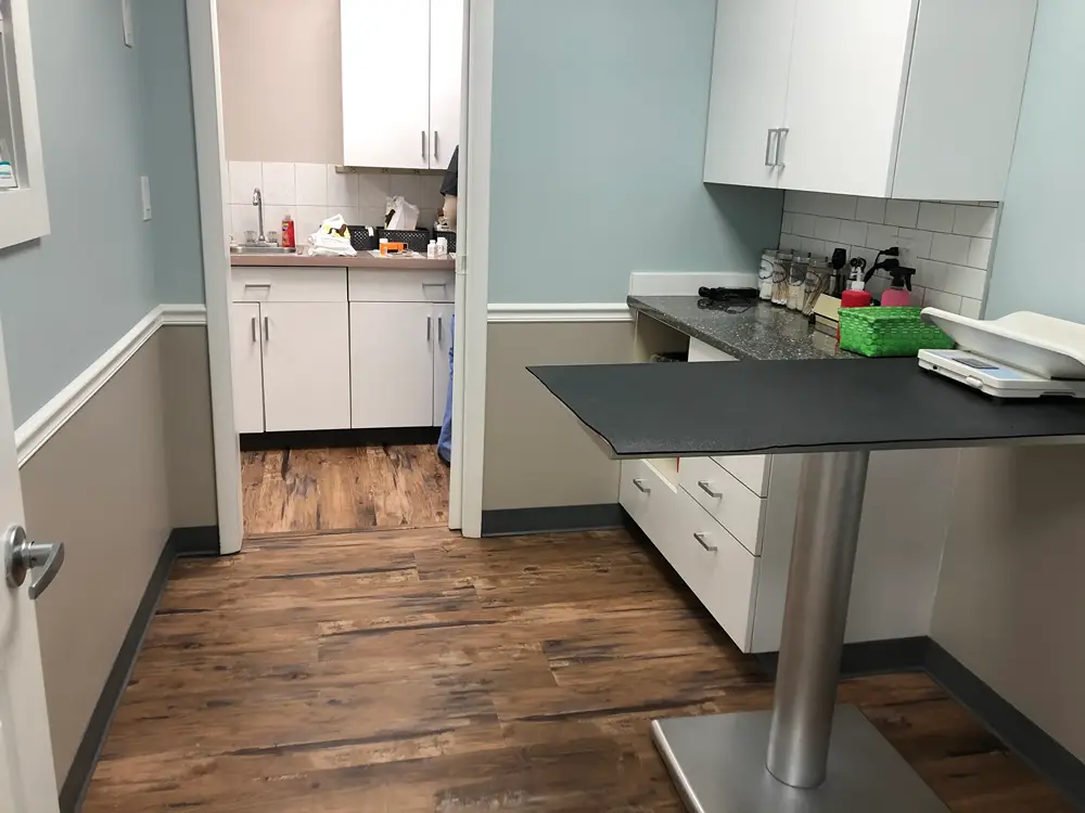 modern exam rooms with non-slip flooring