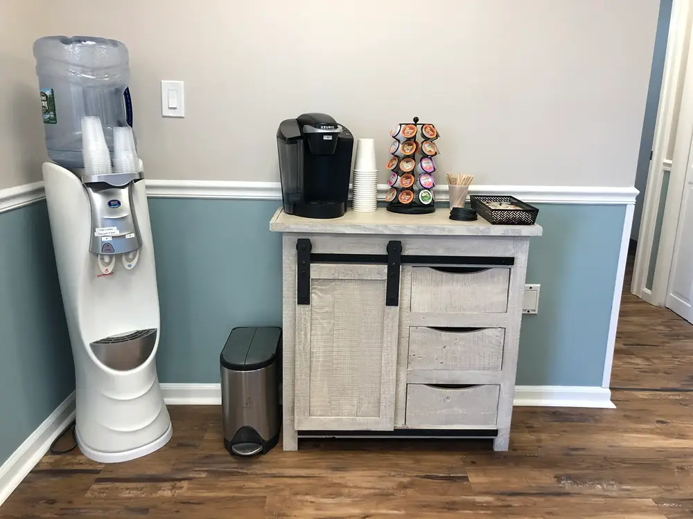 Our coffee and tea cart for waiting owners