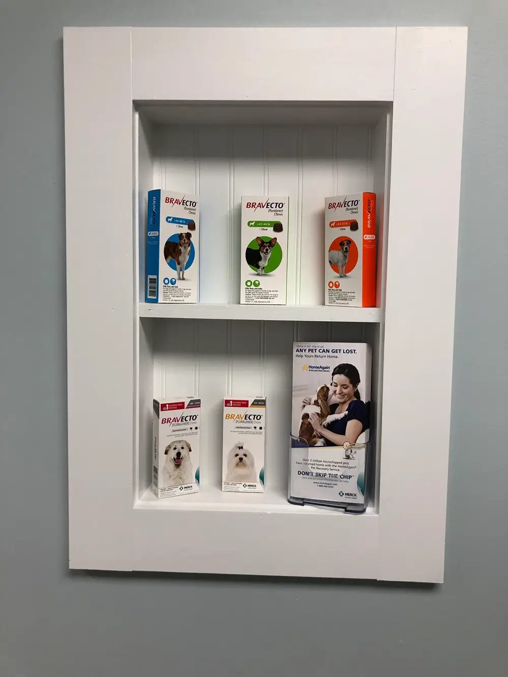 Display shelf for Bravecto, a new 90-day flea & tick treatment