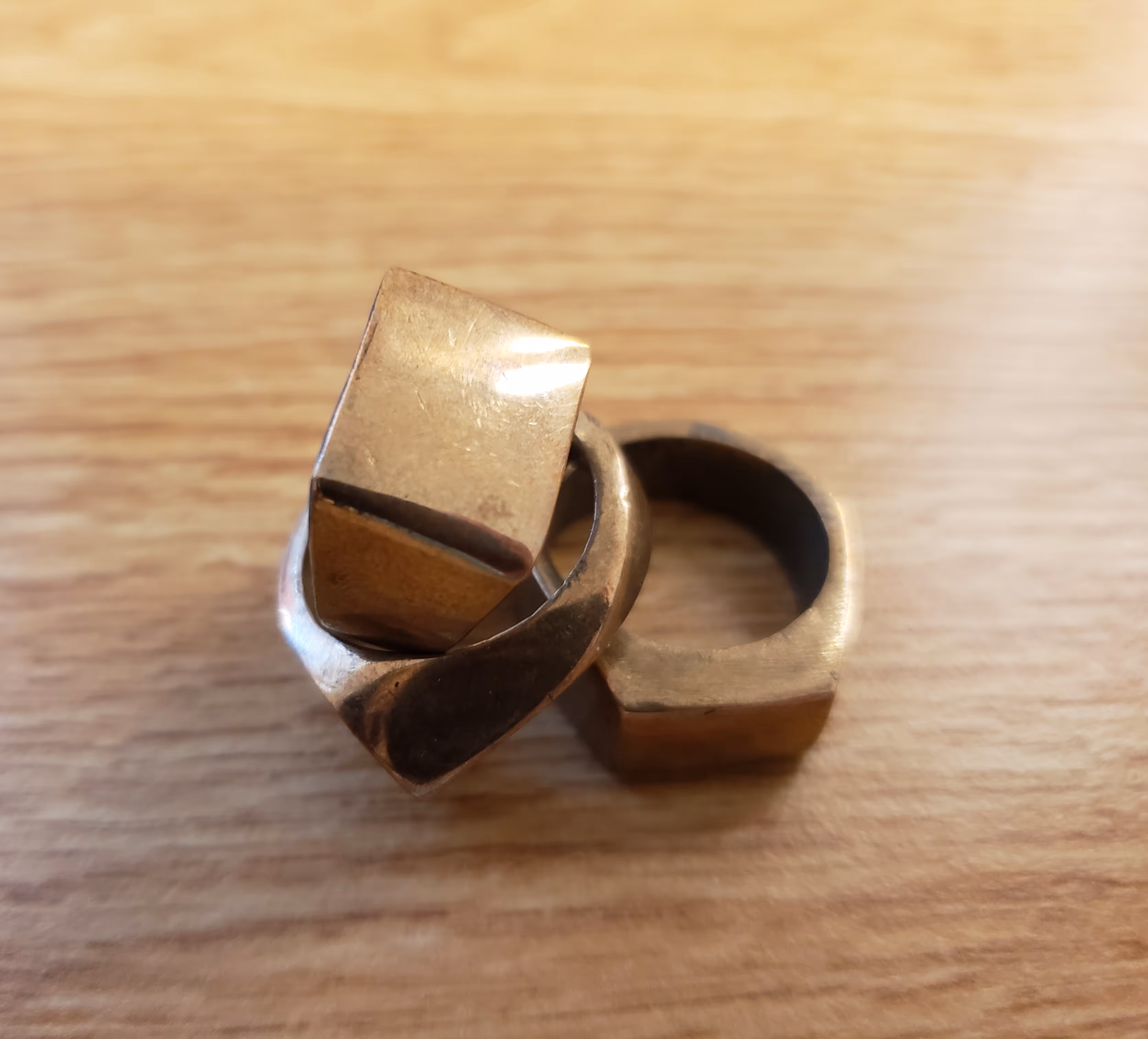 Final rings cast in bronze and polished