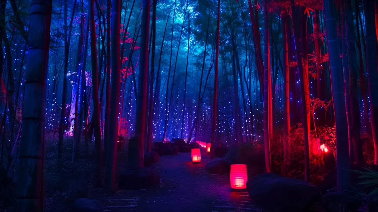 an image of an led zen forest