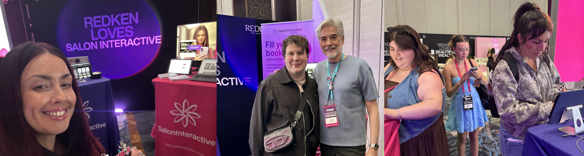 SalonInteractive team and booth at the Redken Symposium 2026 with Redken Loves Salon Interactive signage