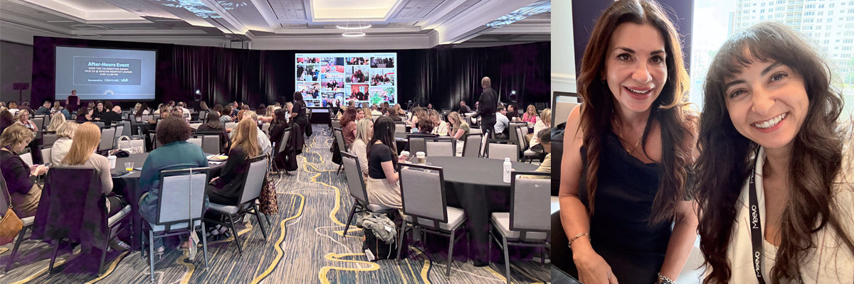 Packed Meevo Live 2026 session room in Tampa alongside SalonInteractive team members at the event