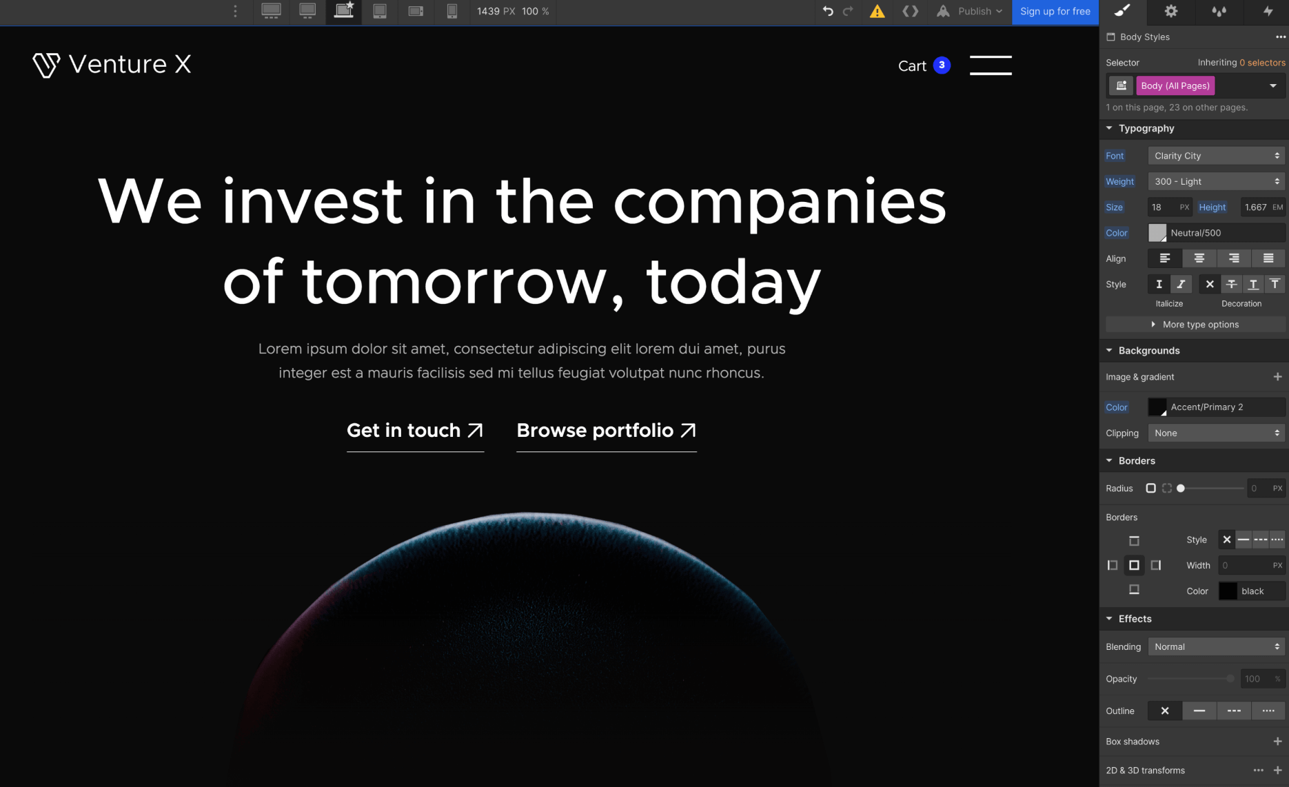 Typography - Venture X Webflow Template