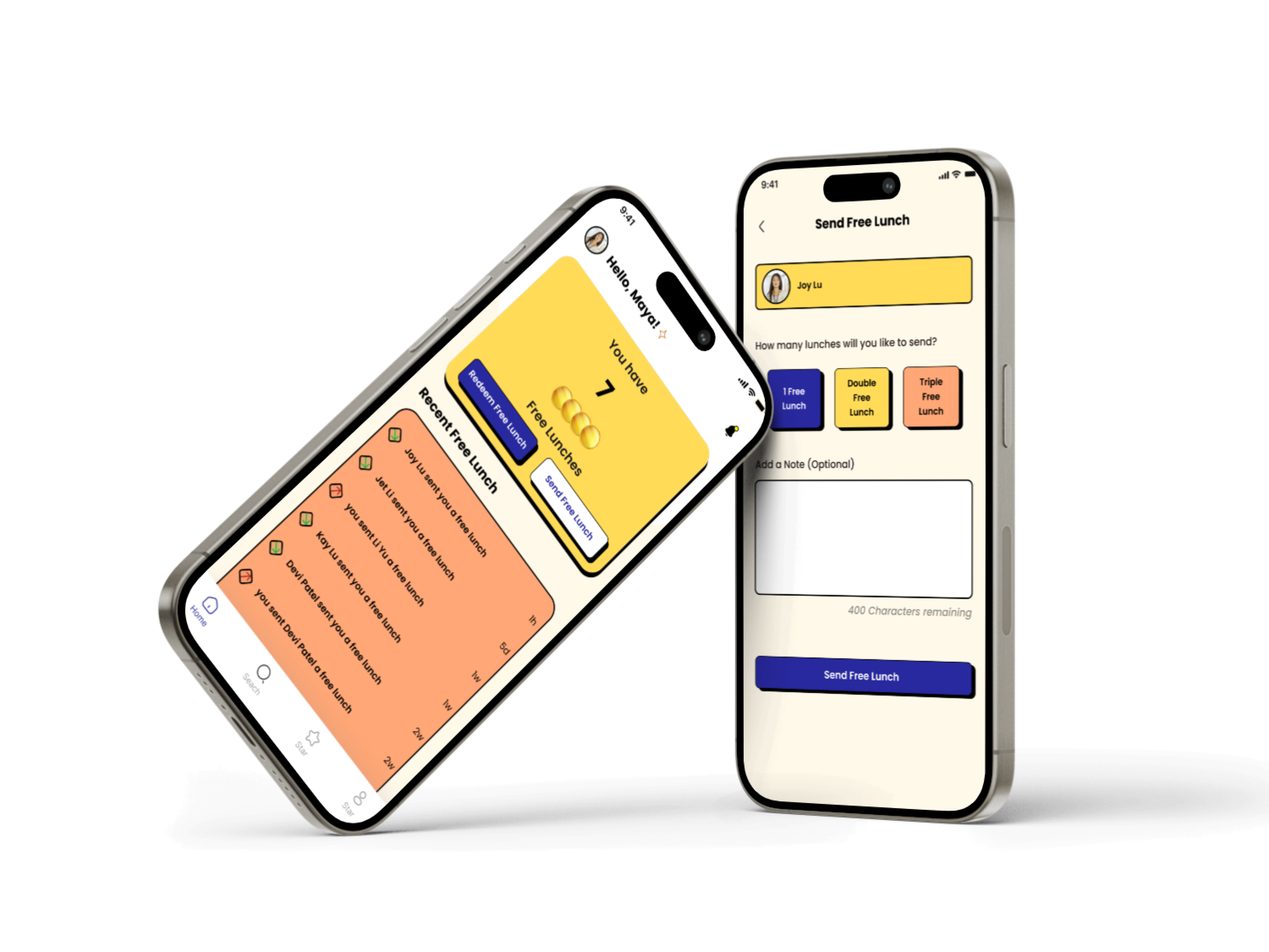 free lunch app in iphone 15 mockup