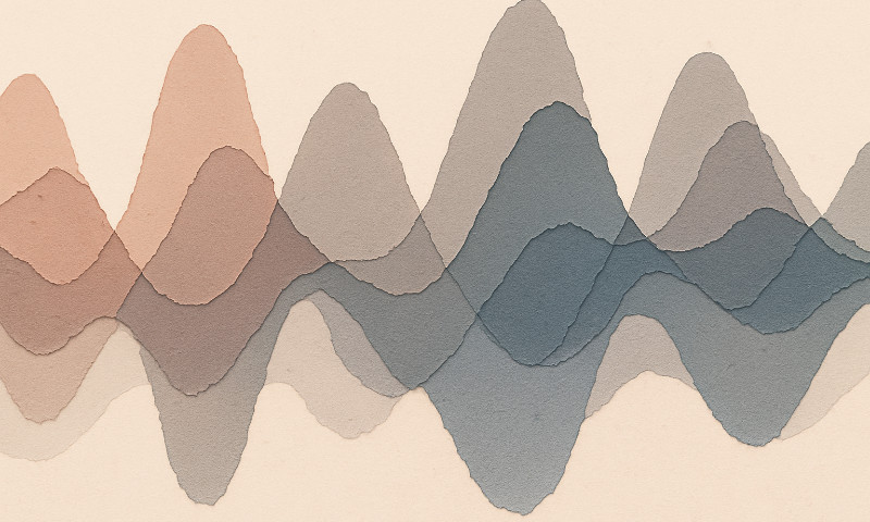 Abstract waves in soft gradient tones symbolising emotional resonance and human connection