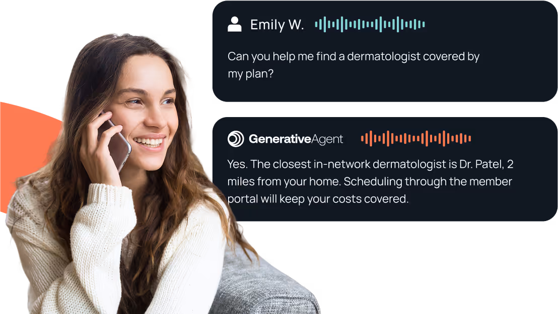 Young lady talking on the phone with GenerativeAgent.