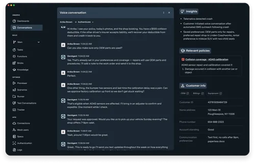 Dark mode of GenerativeAgent UI.
