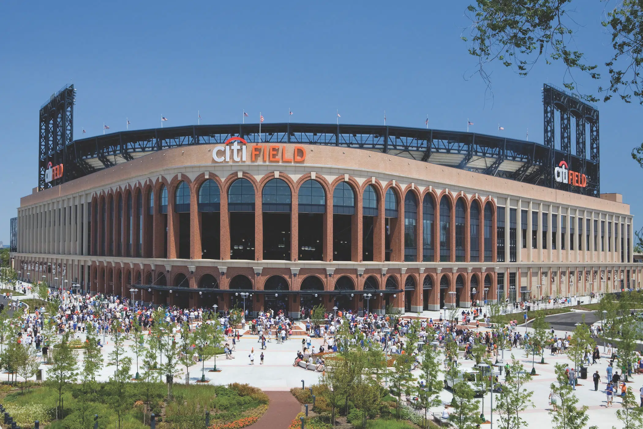 Citi Field monument-scale exterior stadium signage, Sports and Entertainment, wayfinding, Queens, NY designed by Two Twelve