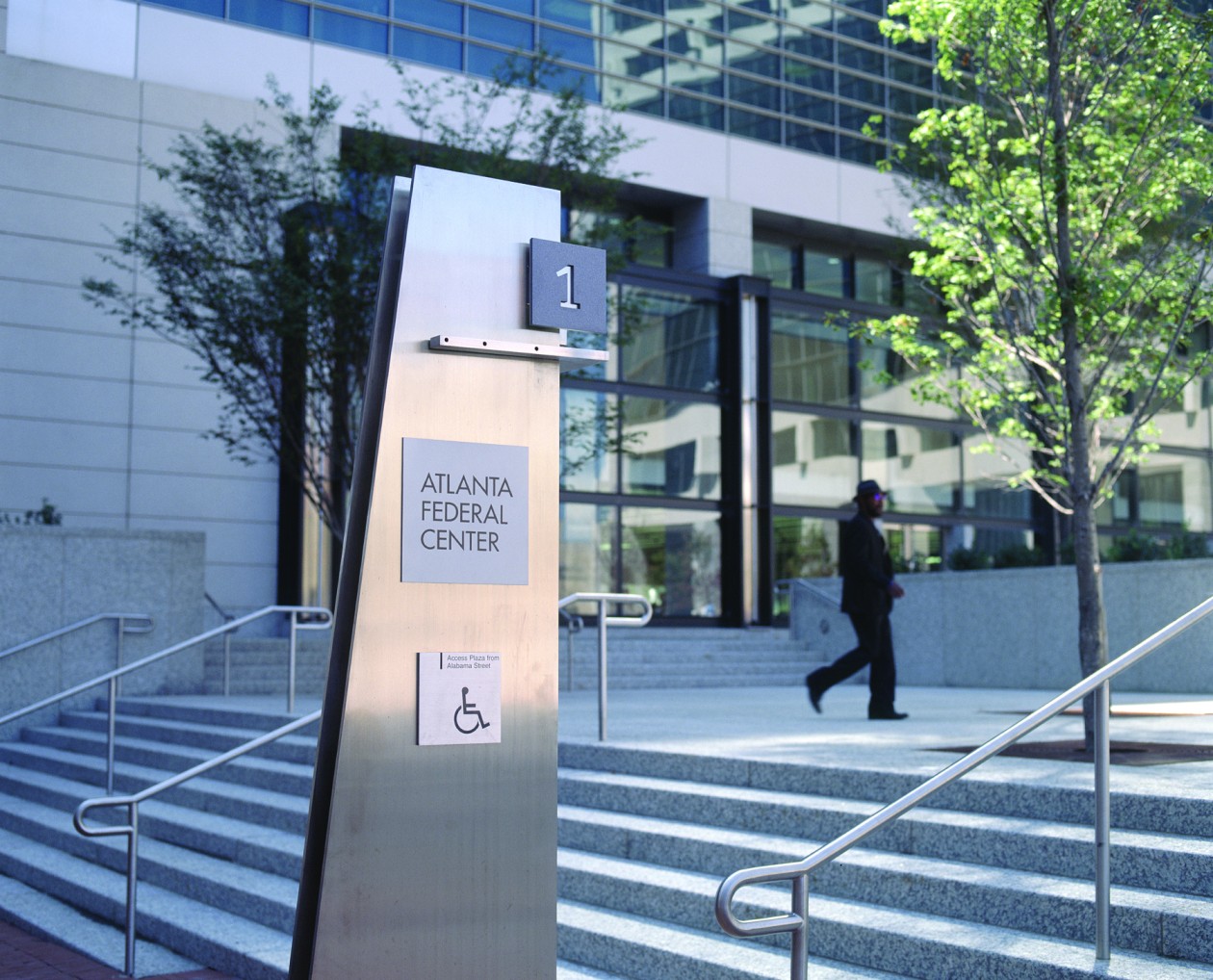 Atlanta Federal Center exterior plaza identification signage, designed by Two Twelve