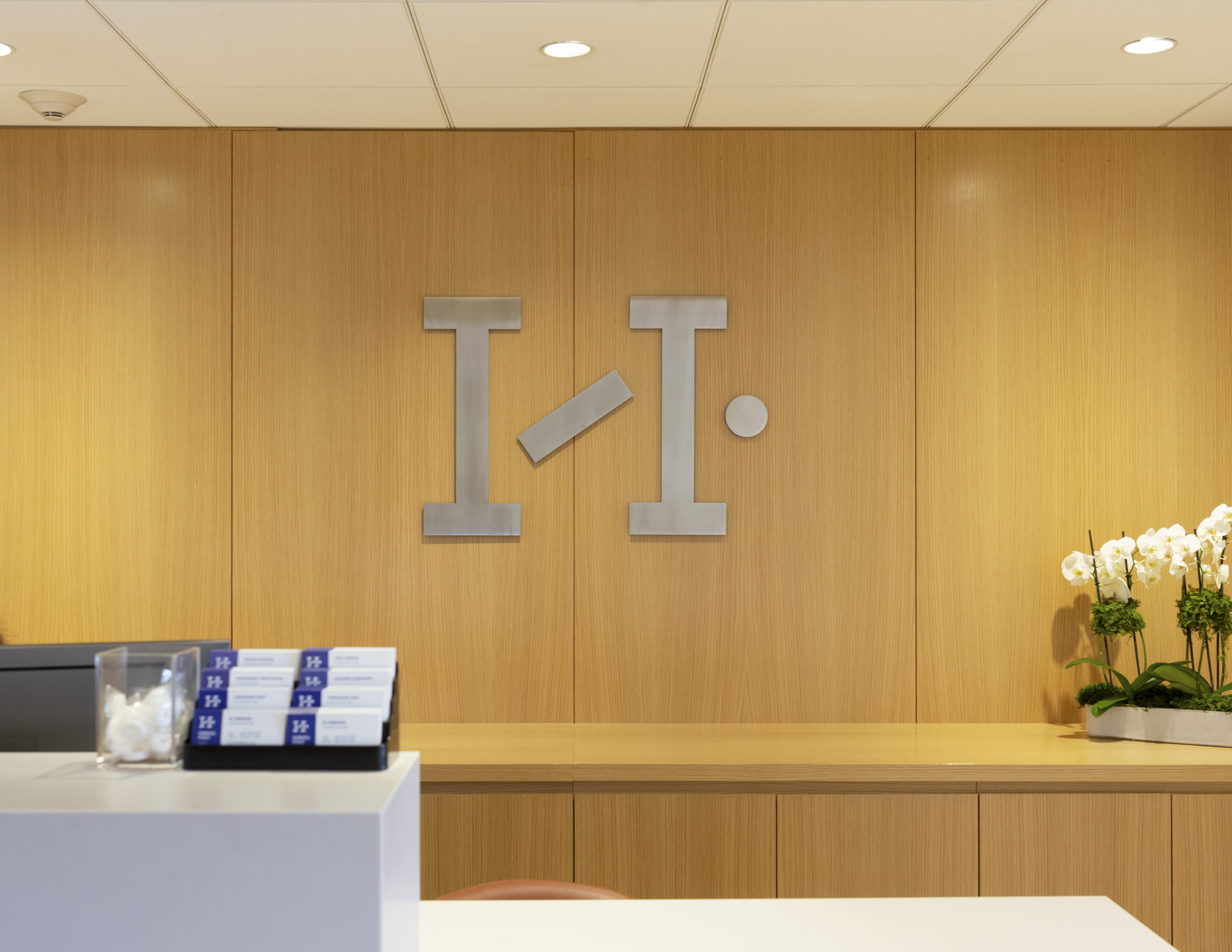 Halletts Point leasing office branding signage, designed by Two Twelve