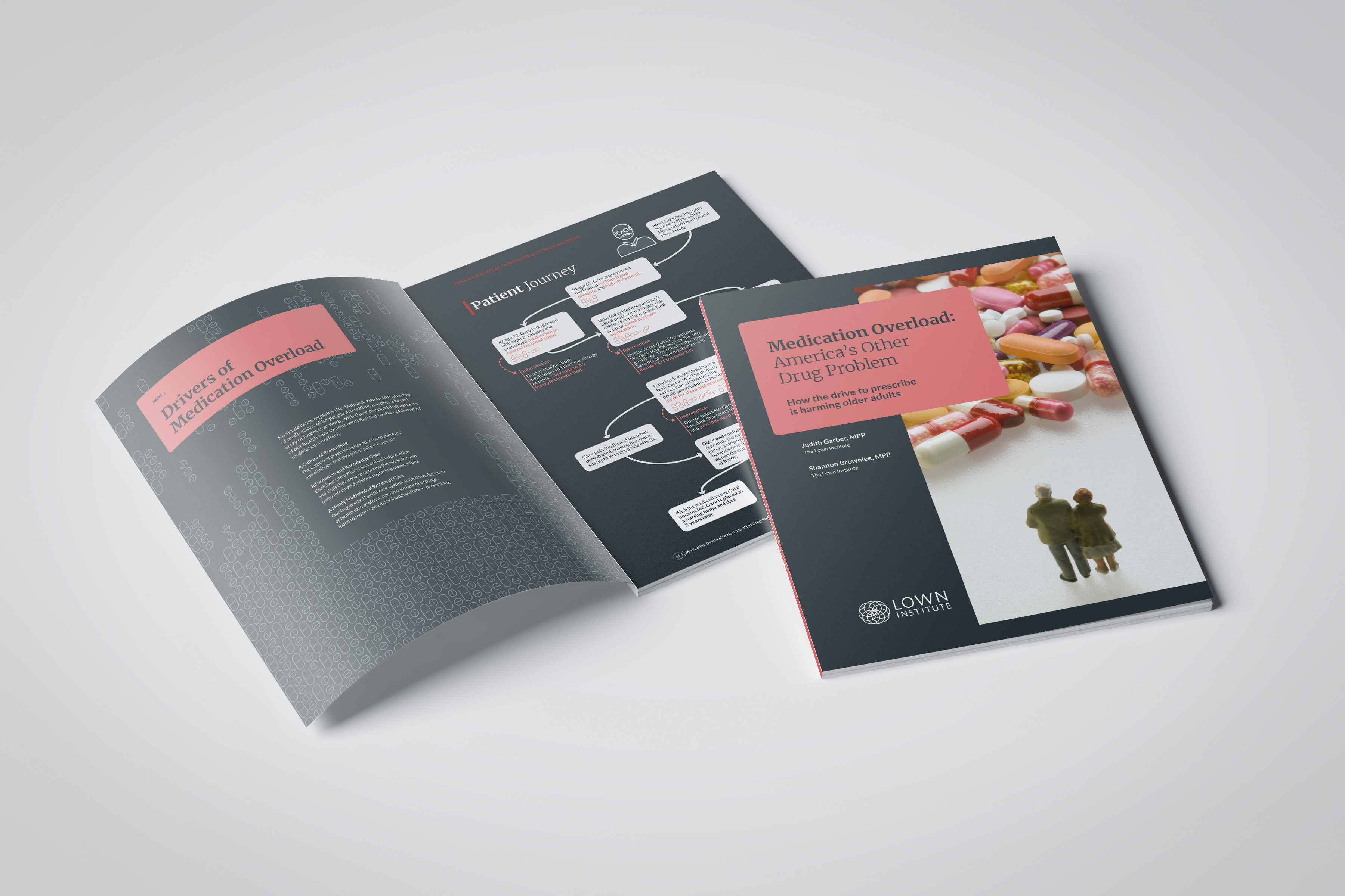 Lown Institute page layout and information design booklet, designed by Two Twelve