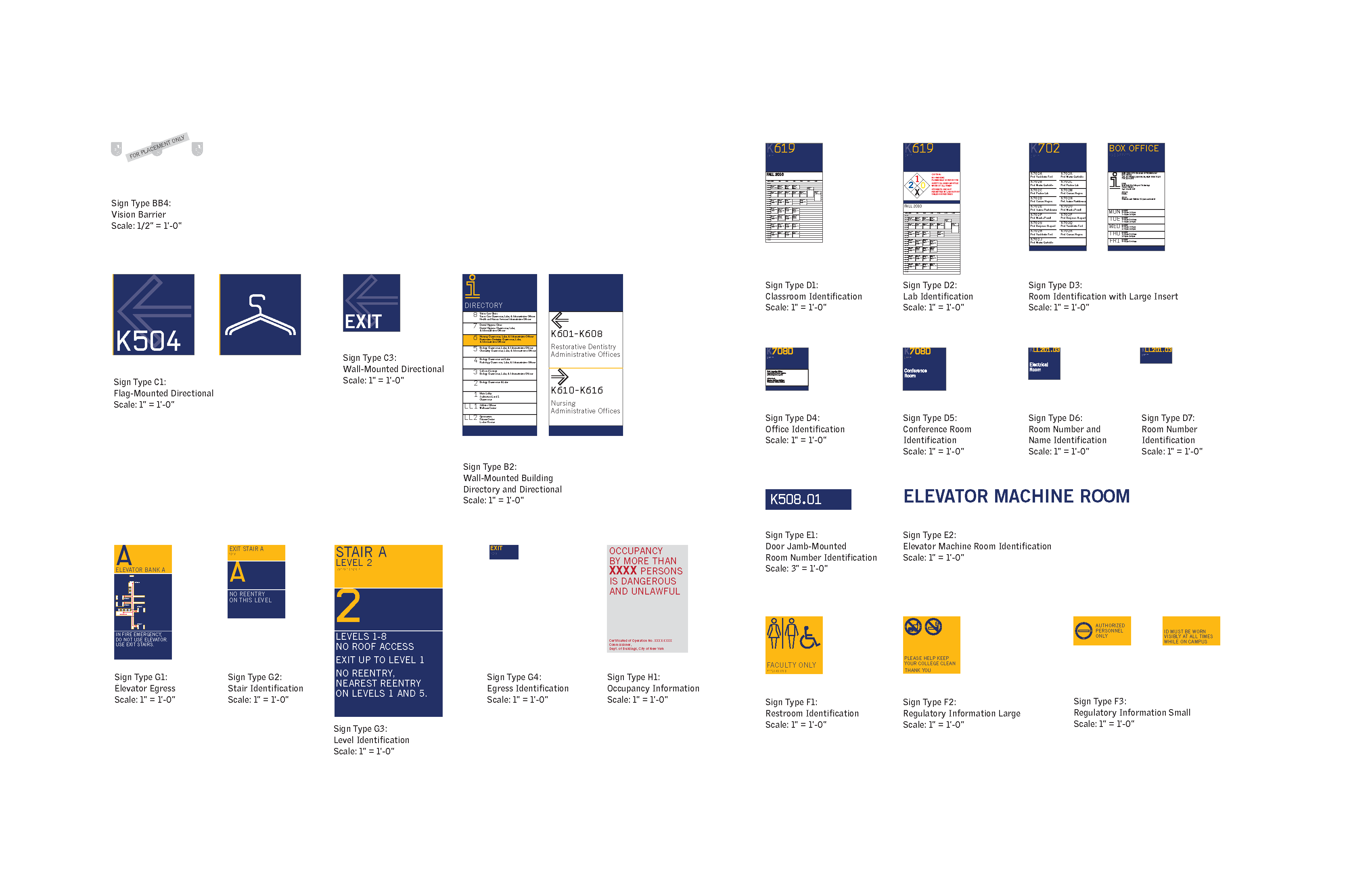 New York City College of Technology (City Tech) sign type family from contract drawings, designed by Two Twelve