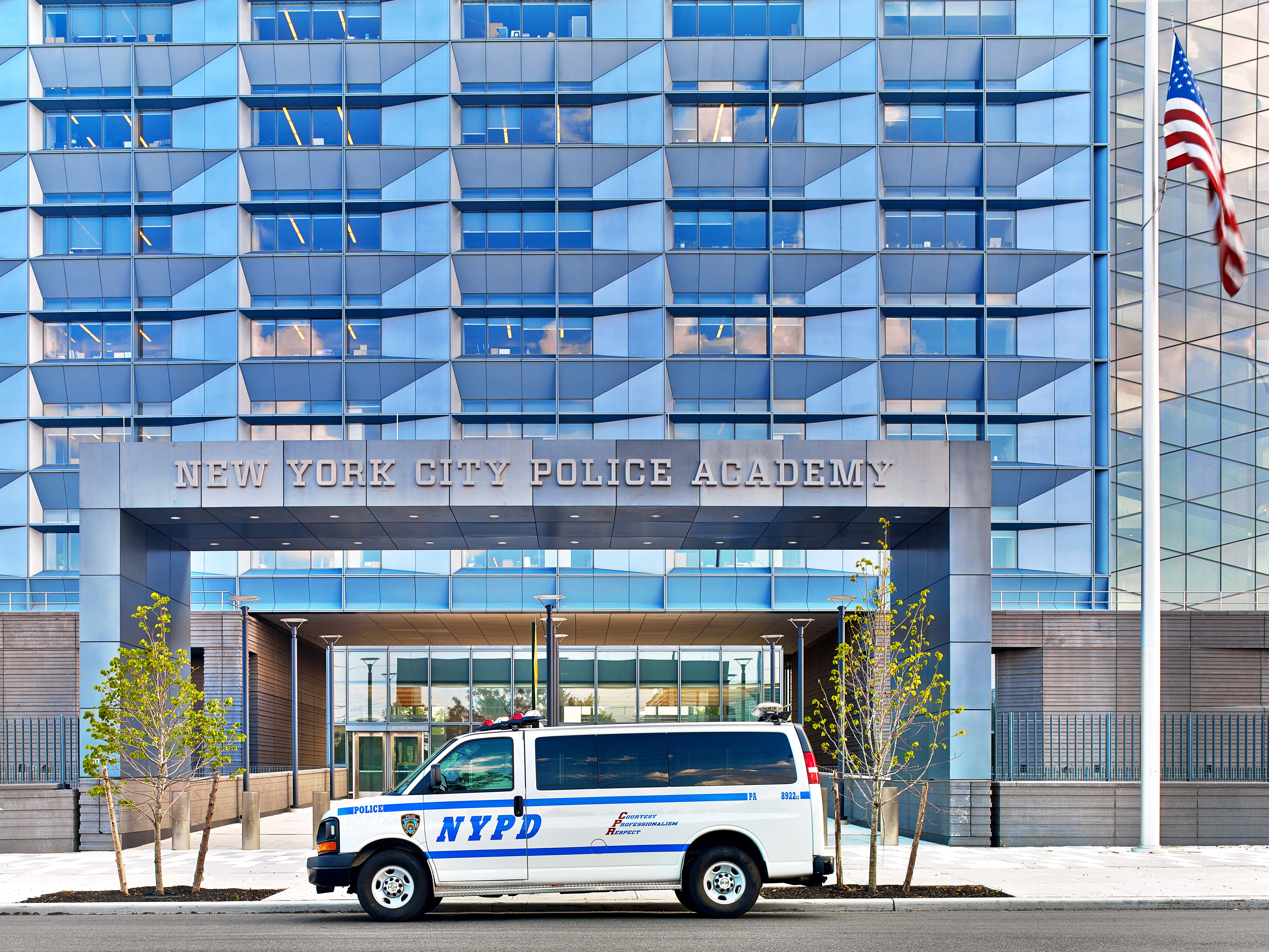 New York Police Academy exterior entry gateway, designed by Two Twelve