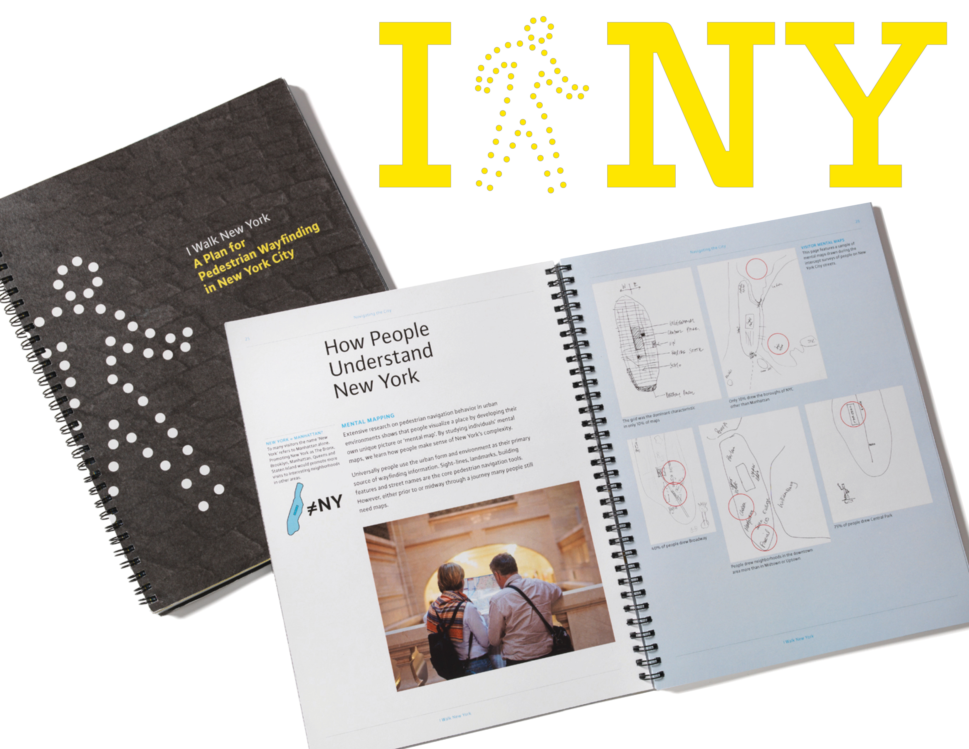 NYC I Walk Master Plan page spreads, designed by Two Twelve