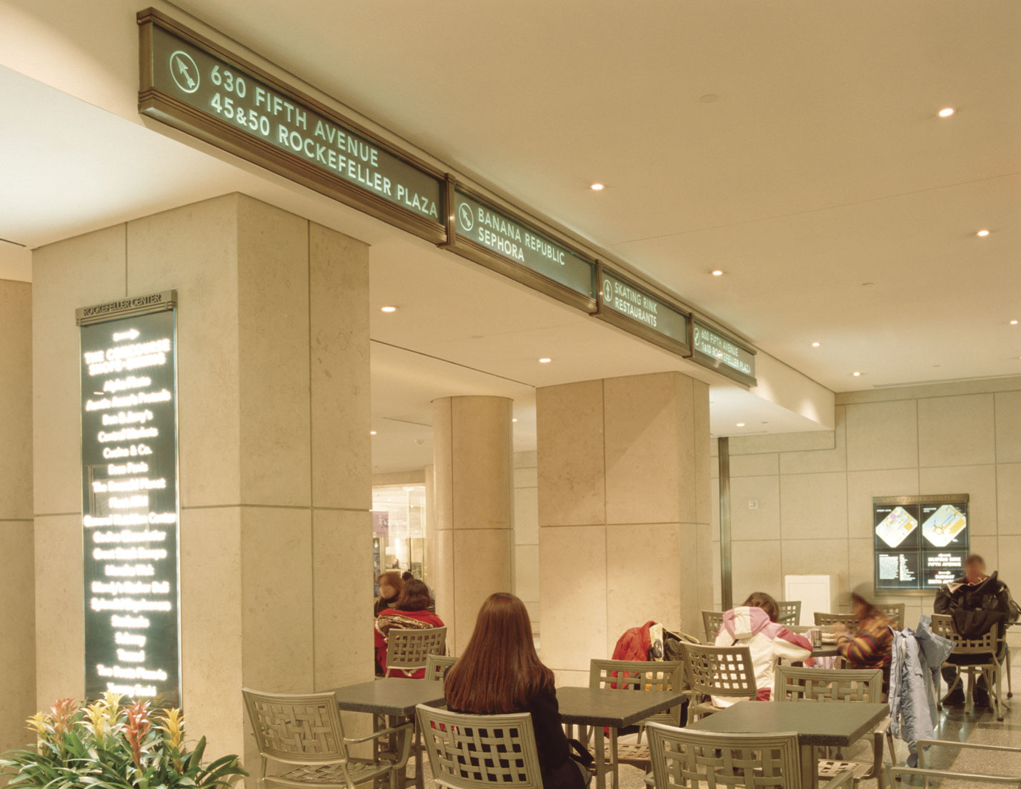 Rockefeller Center Retail Concourse illuminated directional signs, designed by Two Twelve