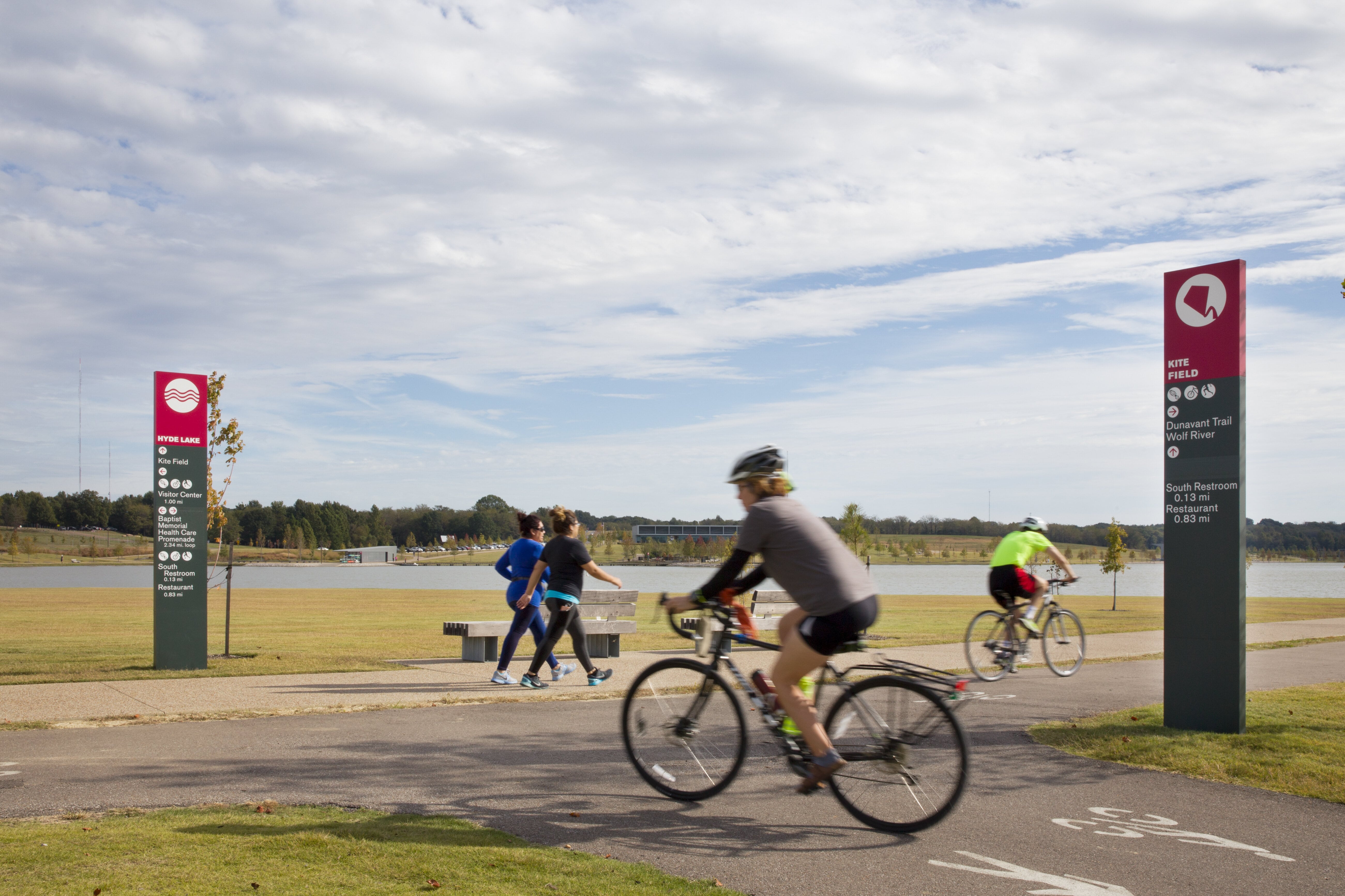 Shelby Farms pedestrian directional pylon signs with icons, designed by Two Twelve