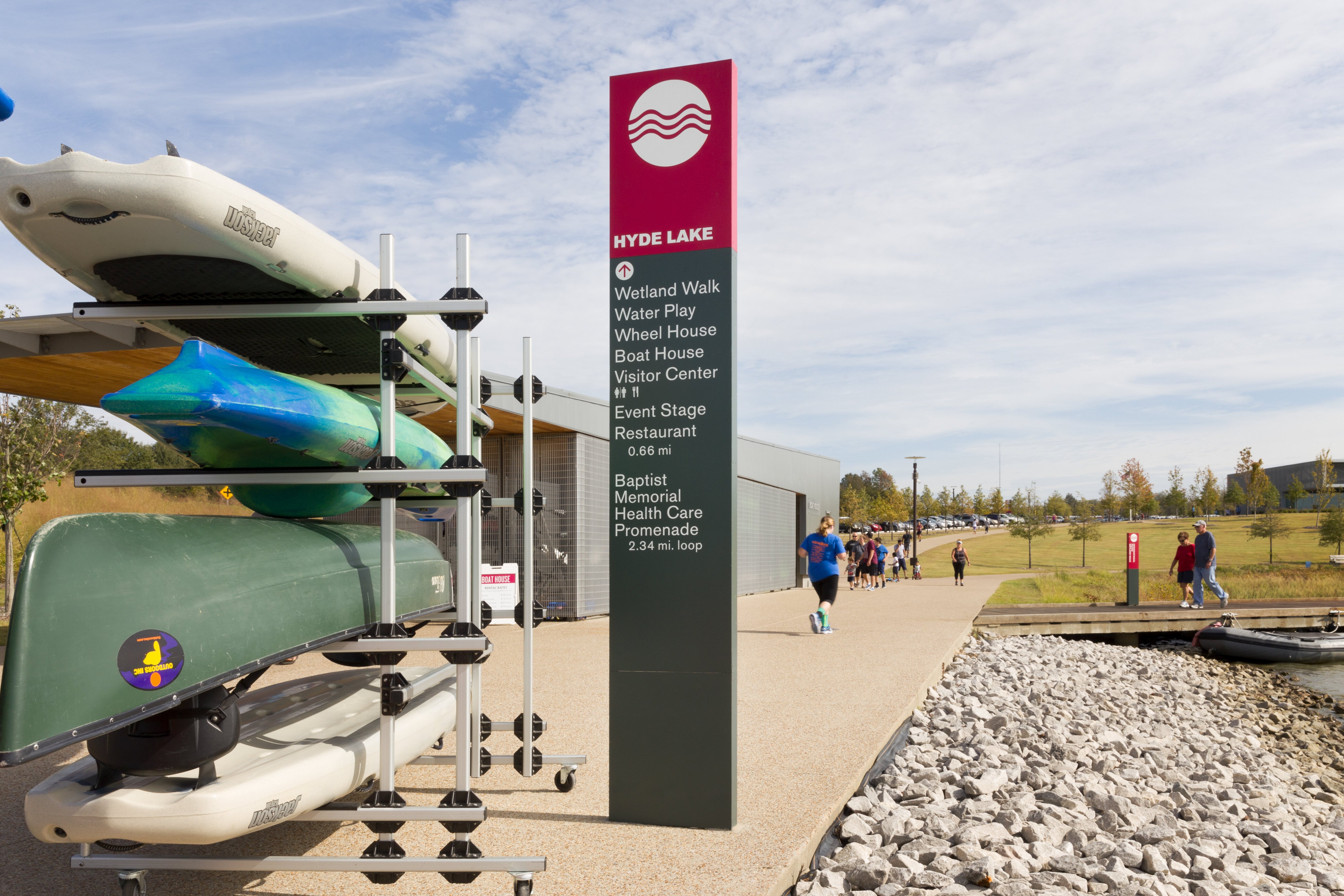 Shelby Farms pedestrian directional pylon signs with icons detail, designed by Two Twelve