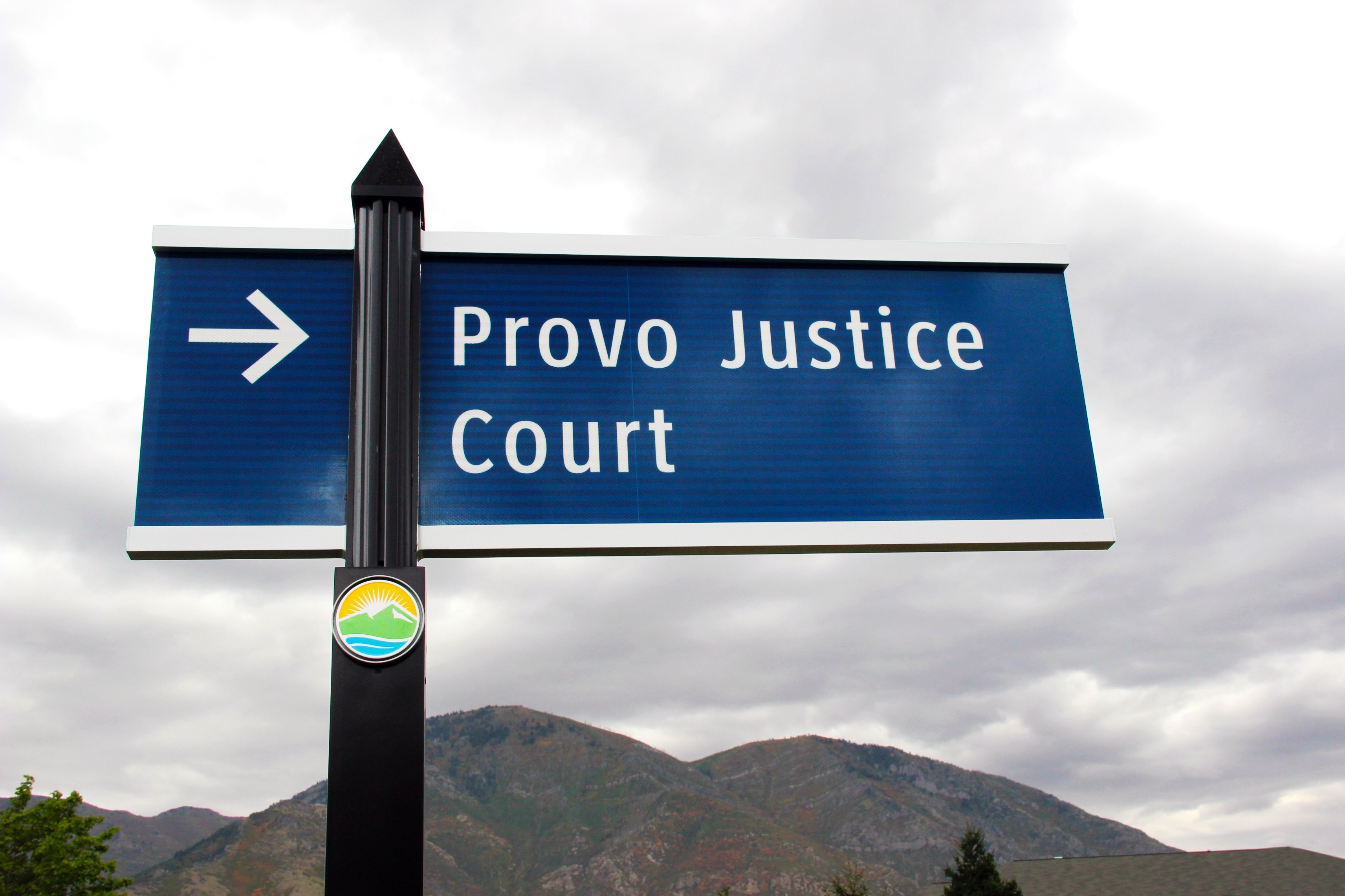 The City of Provo Utah post-mounted directional sign exterior, designed by Two Twelve
