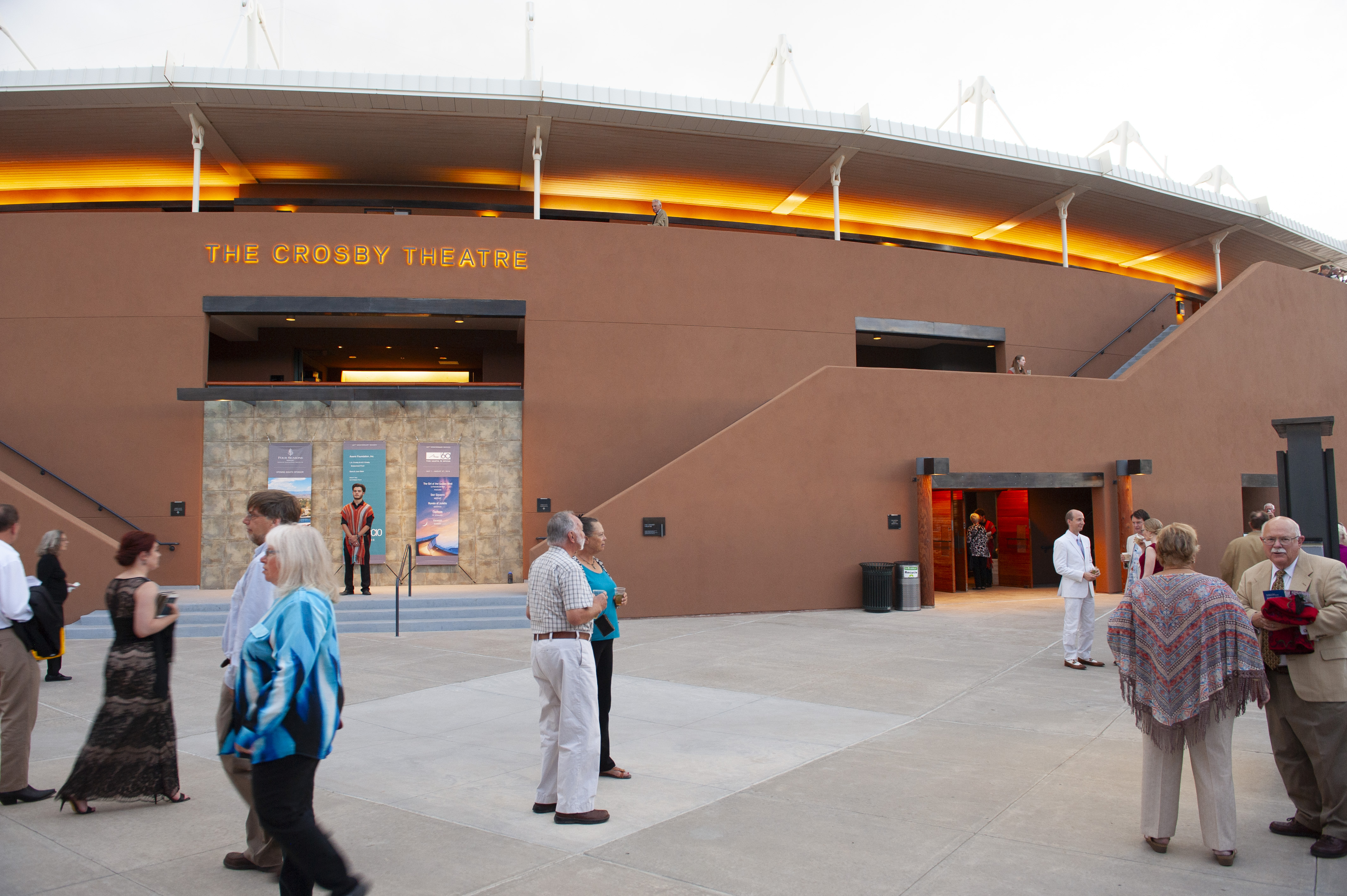 The Santa Fe Opera exterior Crosby Theater identification and donor panels, designed by Two Twelve
