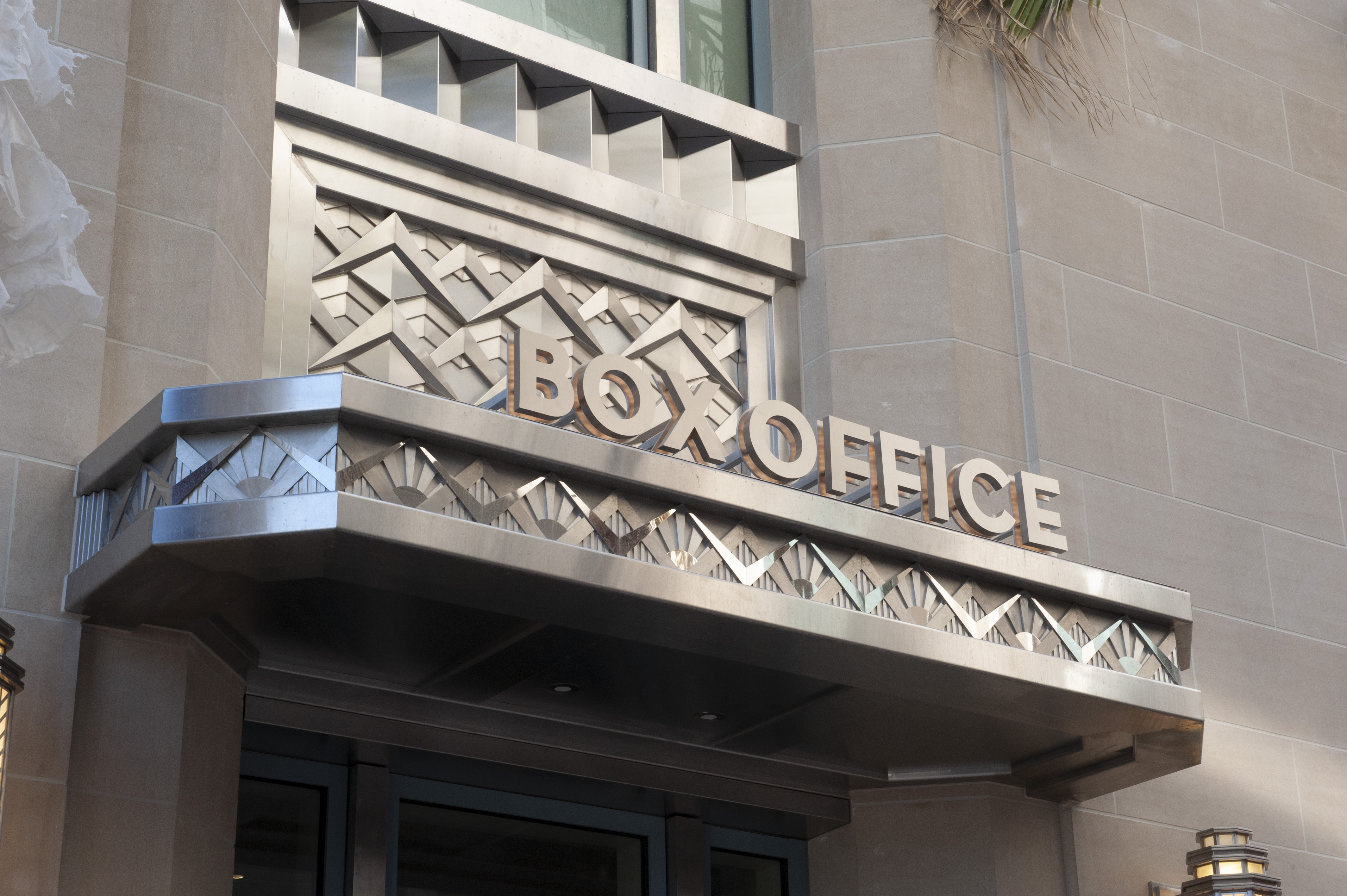 The Smith Center exterior stainless steel box office sign, designed by Two Twelve