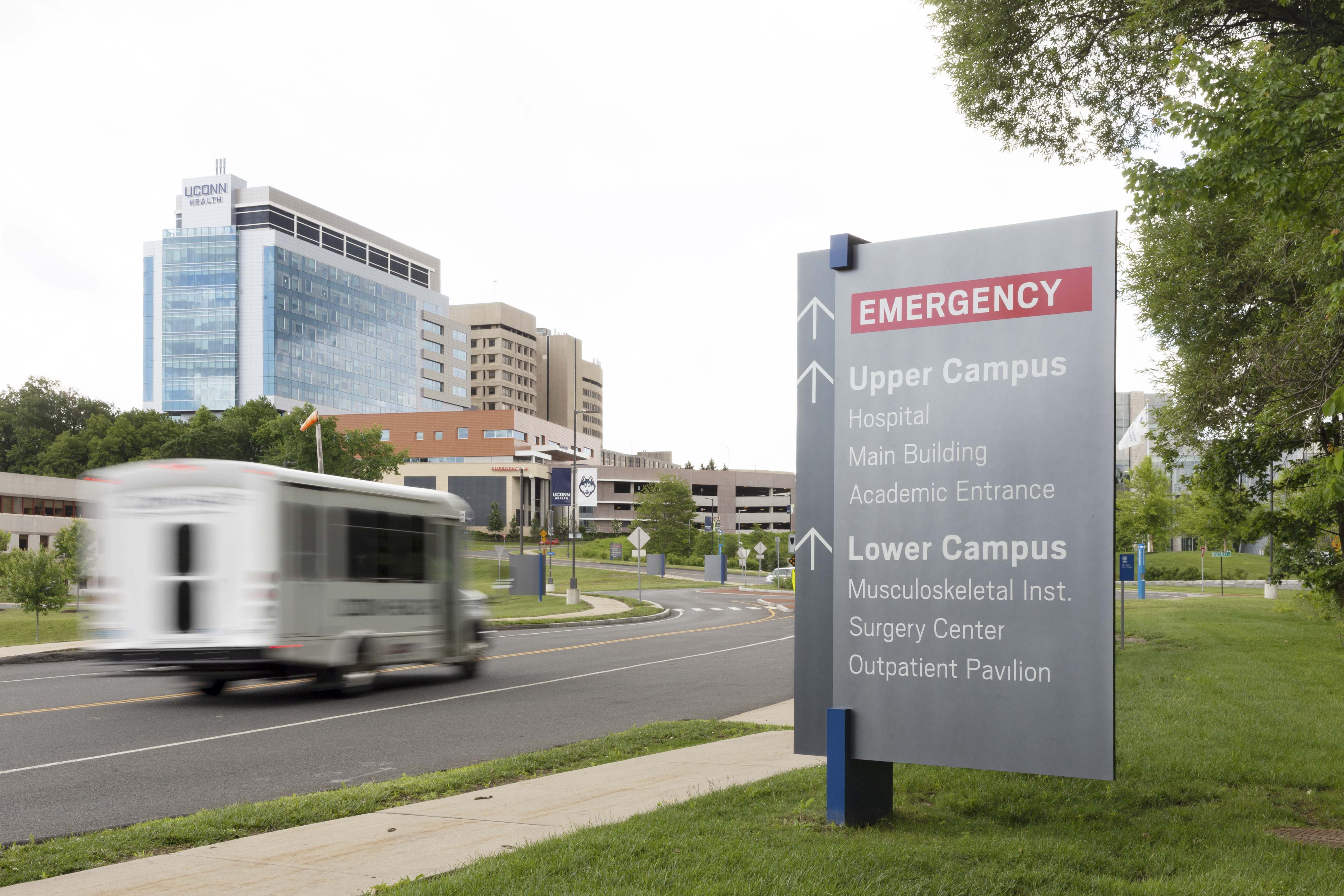 University of Connecticut post-mounted vehicular directional signage, designed by Two Twelve
