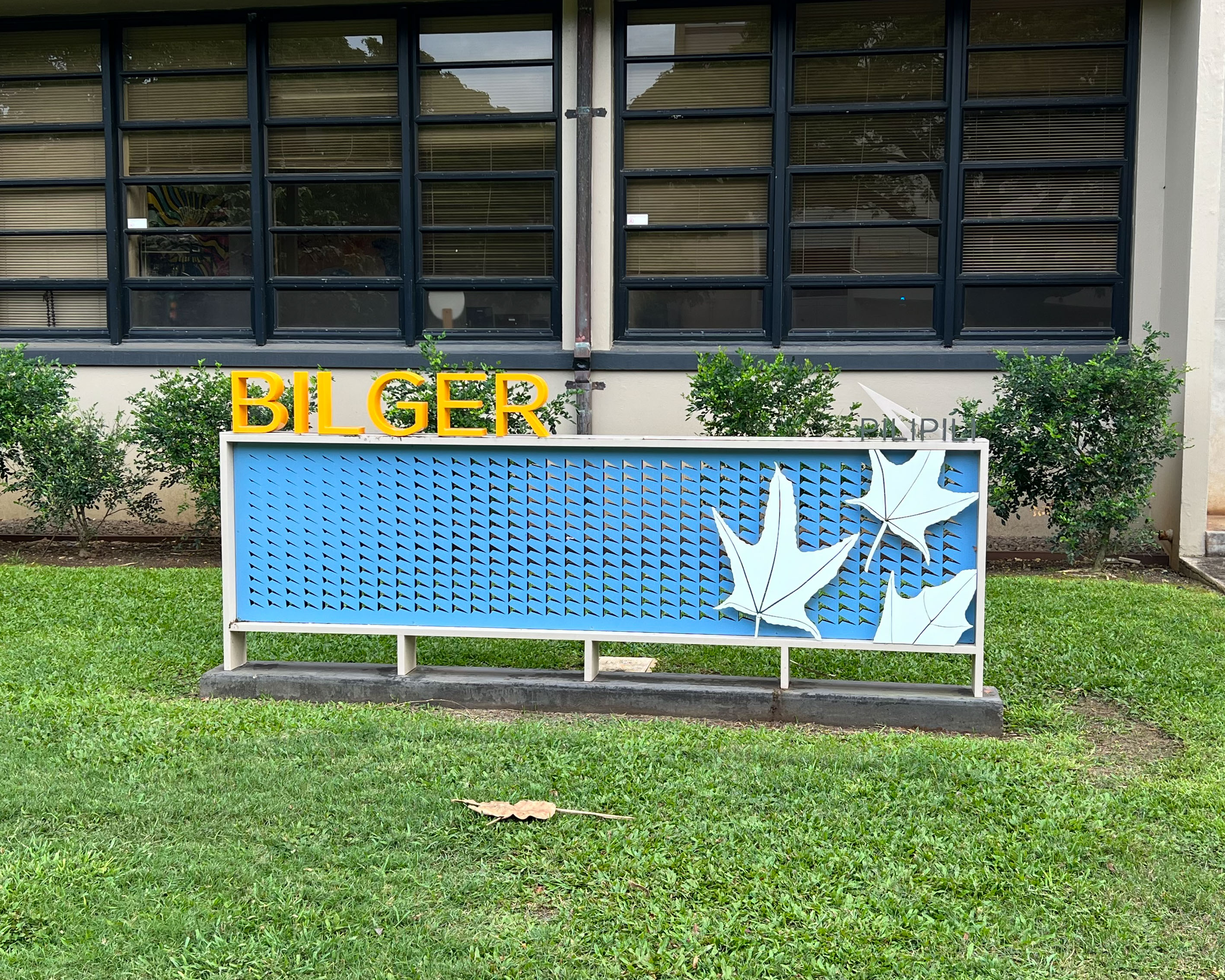 University of Hawaii Manoa exterior Bilger Building identification signage, designed by Two Twelve