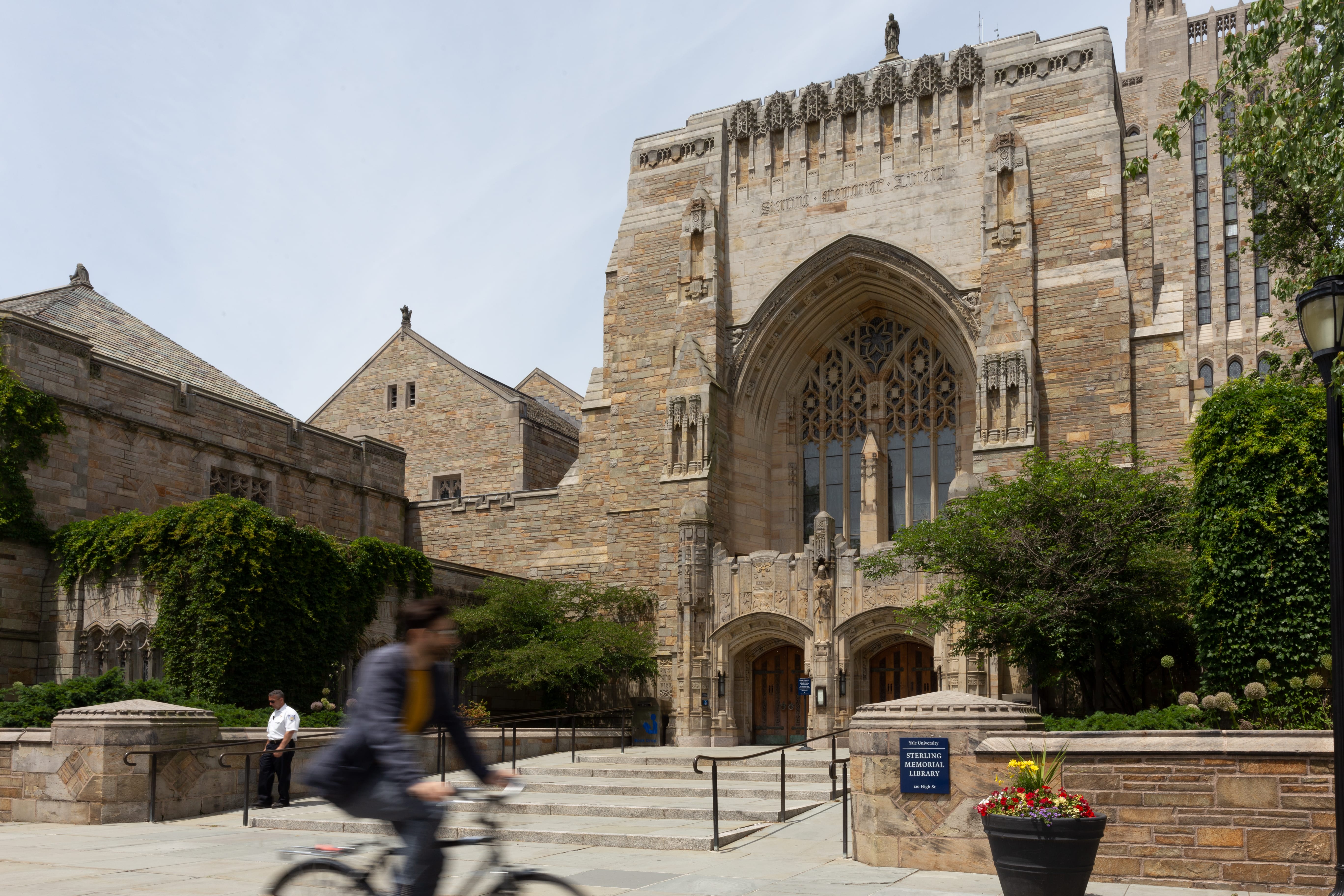 Yale University Sterling Memorial Library exterior building signage, designed by Two Twelve