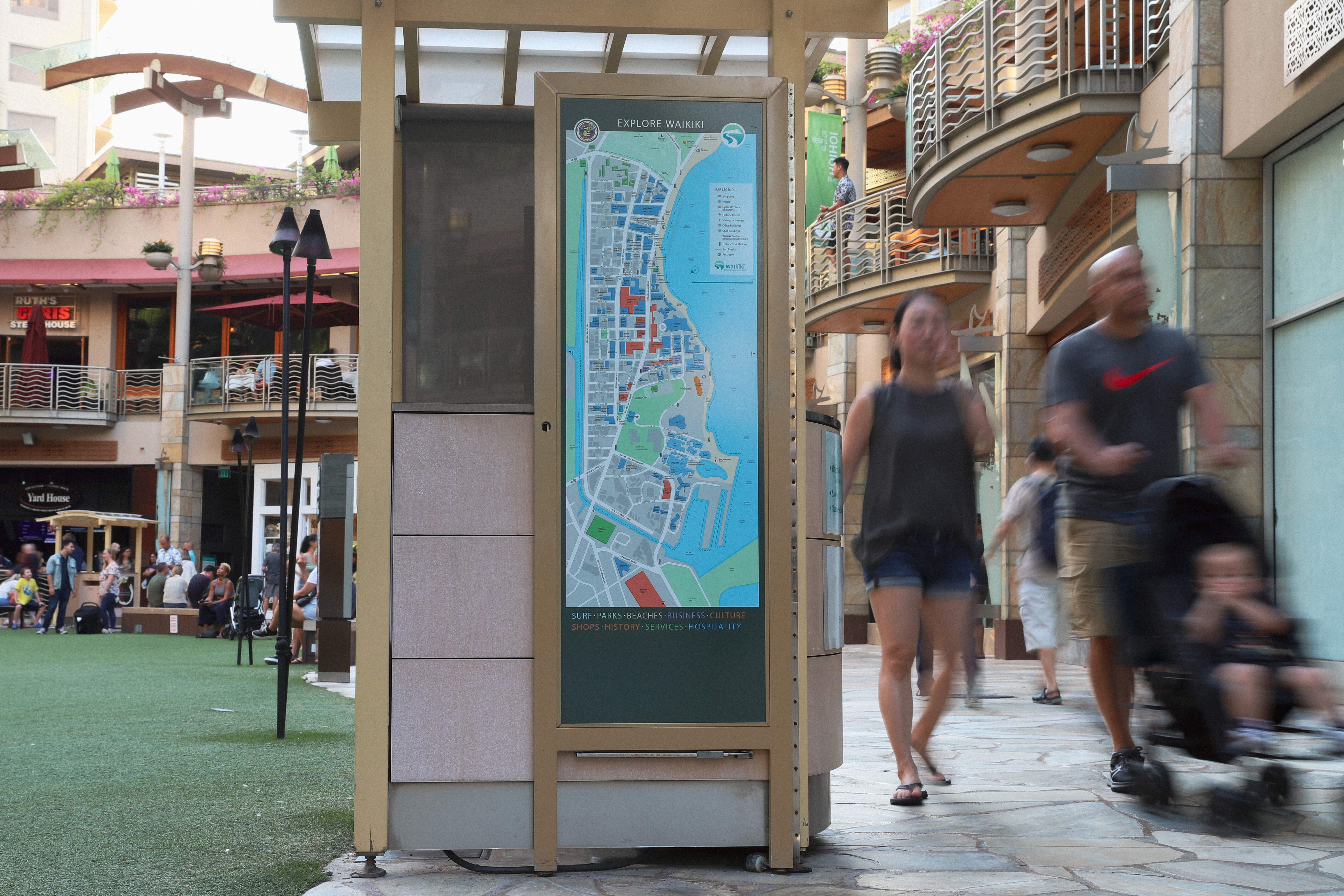 Waikiki post-mounted district map signage, designed by Two Twelve