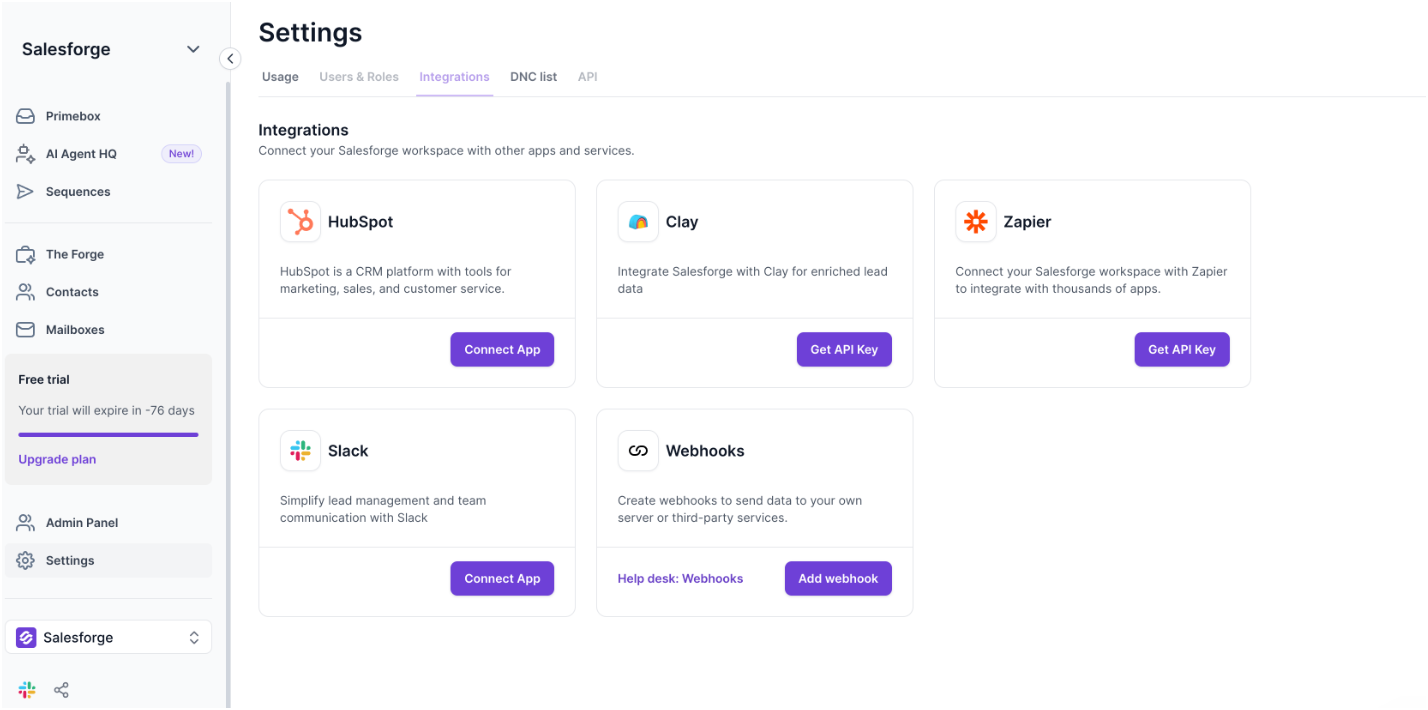 Salesforge Integrations