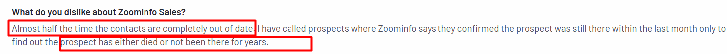 ZoomInfo user review on G2