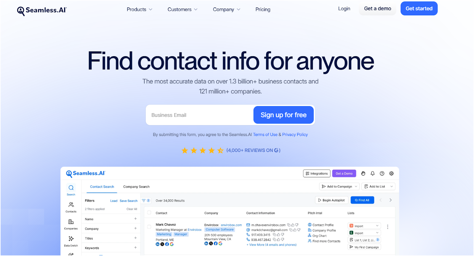 Seamless.ai Homepage