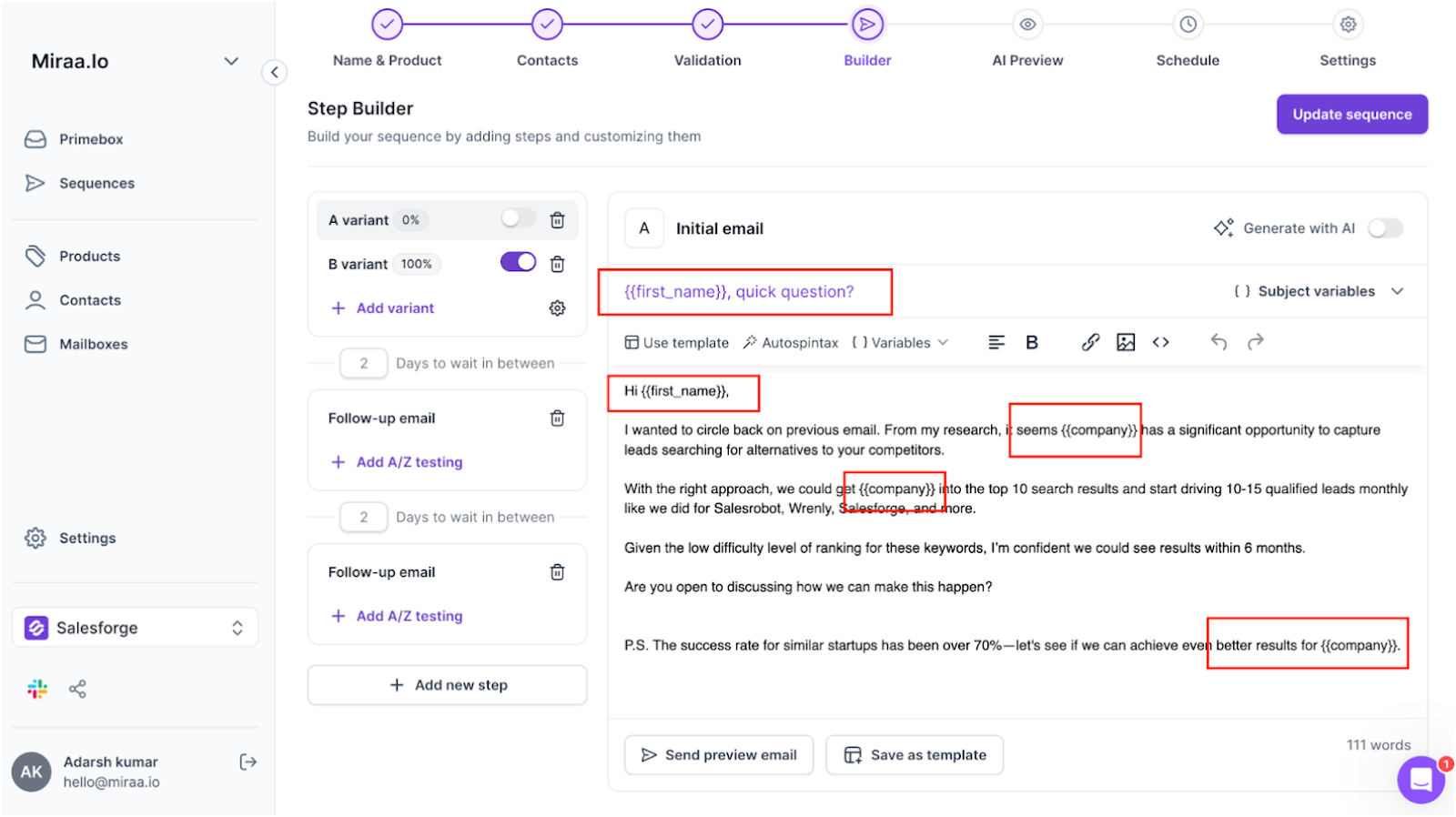 Salesforge automated sequencing