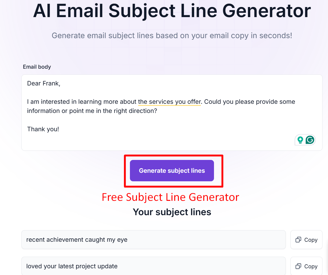 Salesforge’s AI subject line generator
