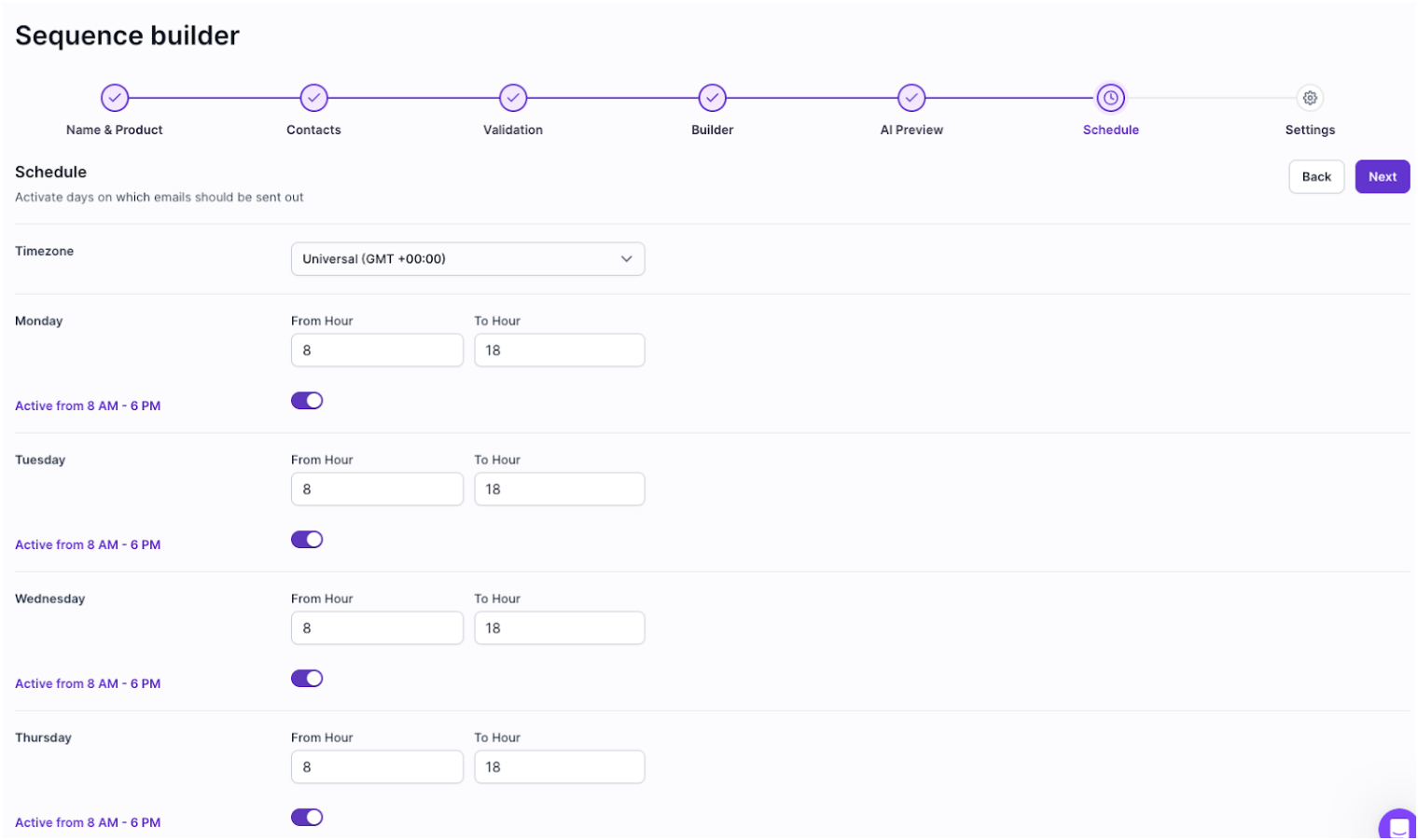 Scheduling emails in Salesforge