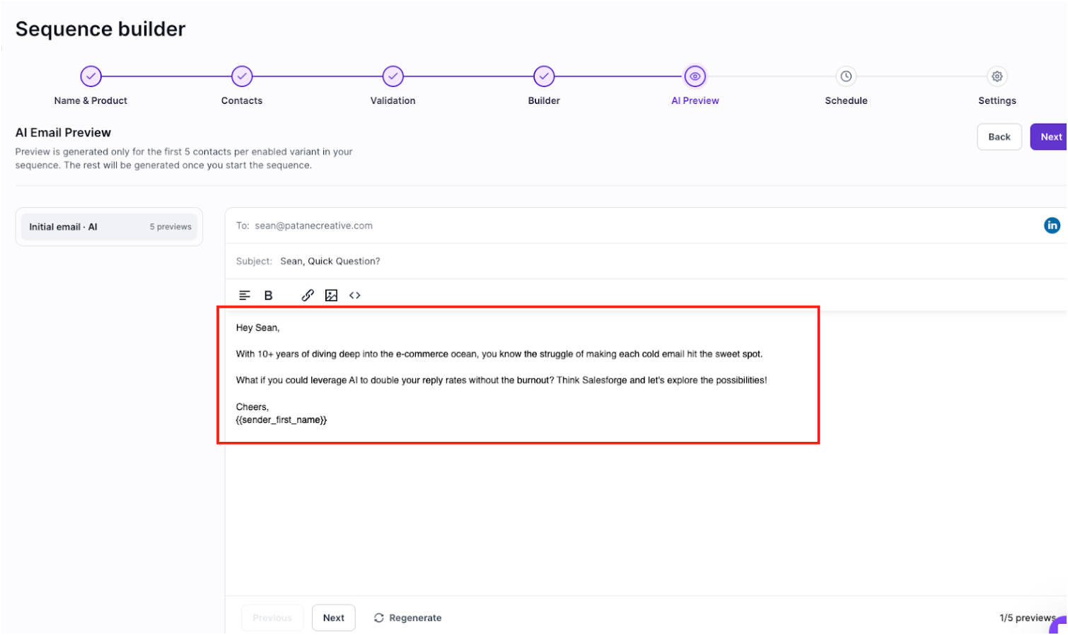 Automated personalisation in Salesforge