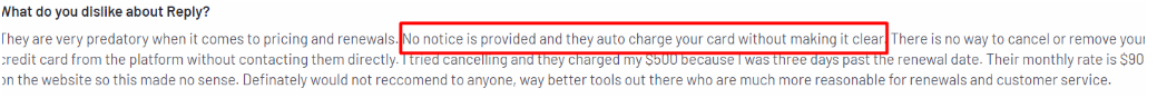 Reply.io User review on G2