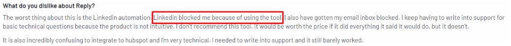 Reply.io User review on G2