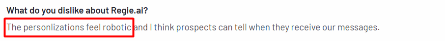 Regie.ai user review on G2